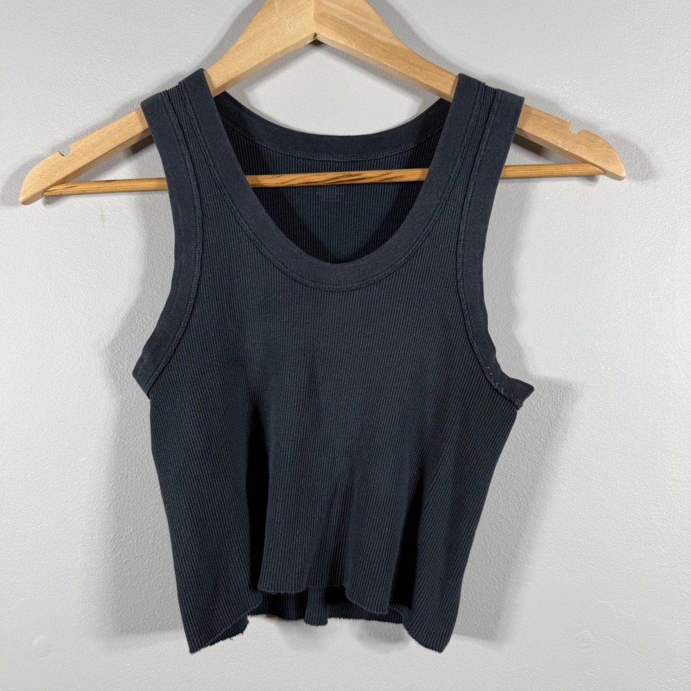 Brandy Melville Ribbed Cropped Tank Top Black One Size